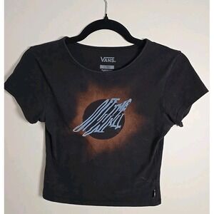 Vans Black Women X-small Cotton Off The Wall Cropped Eclipsed‎ Mini T-shirt